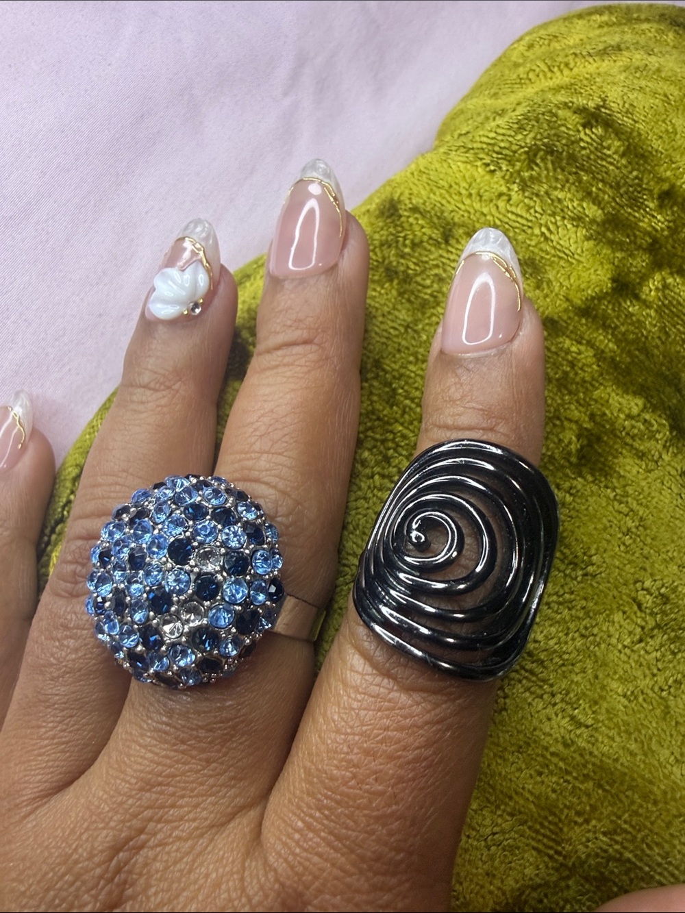 Blue Crystal Dome Cocktail Ring - Women Jewelry